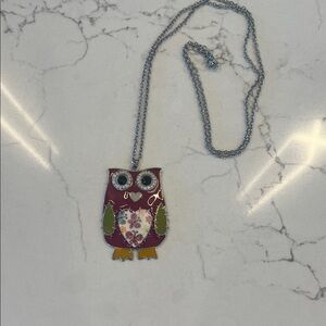 Owl Pendant Necklace with Silver Chain
